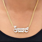 Custom Crown Double Plated Nameplate Necklace