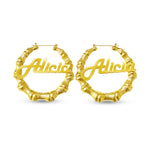 Custom Name Bamboo Hoop Earrings