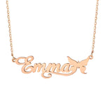 Classic Custom Nameplate Necklace w/butterfly